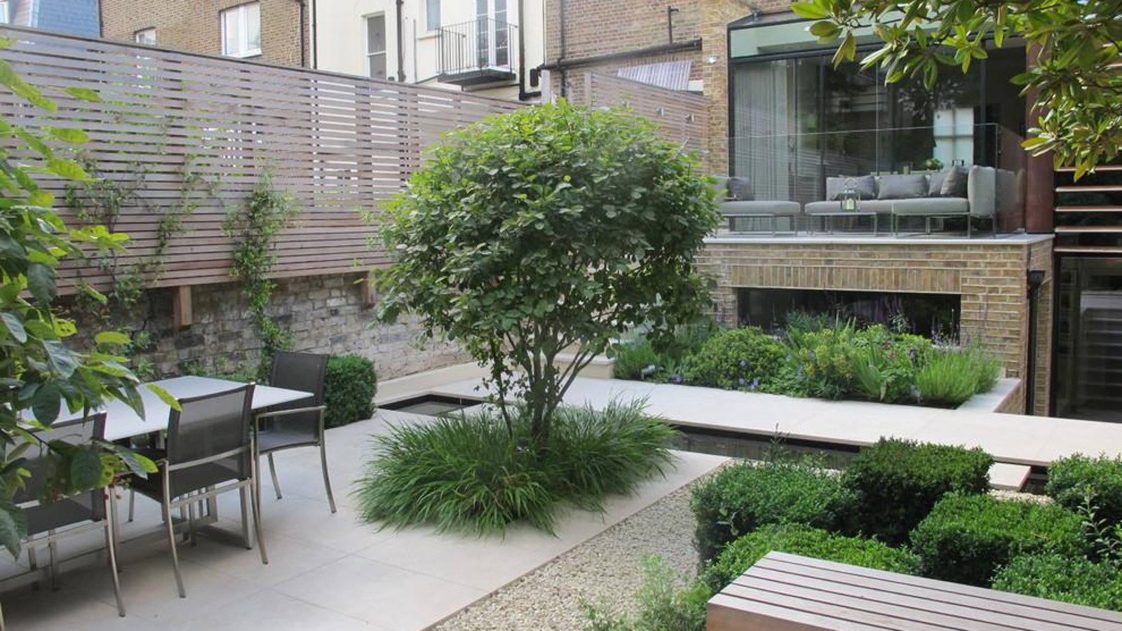 Elegant London courtyard garden showing residential rental property